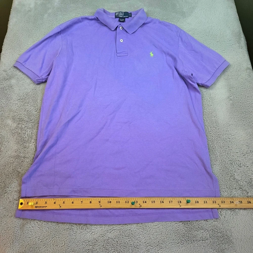Polo Ralph Lauren Polo Mens L Short Sleeve Classic Fit Pony Logo Purple Green